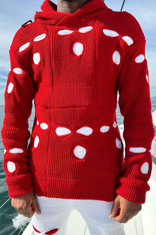 Red & White Ski Mask Hoodie image 0
