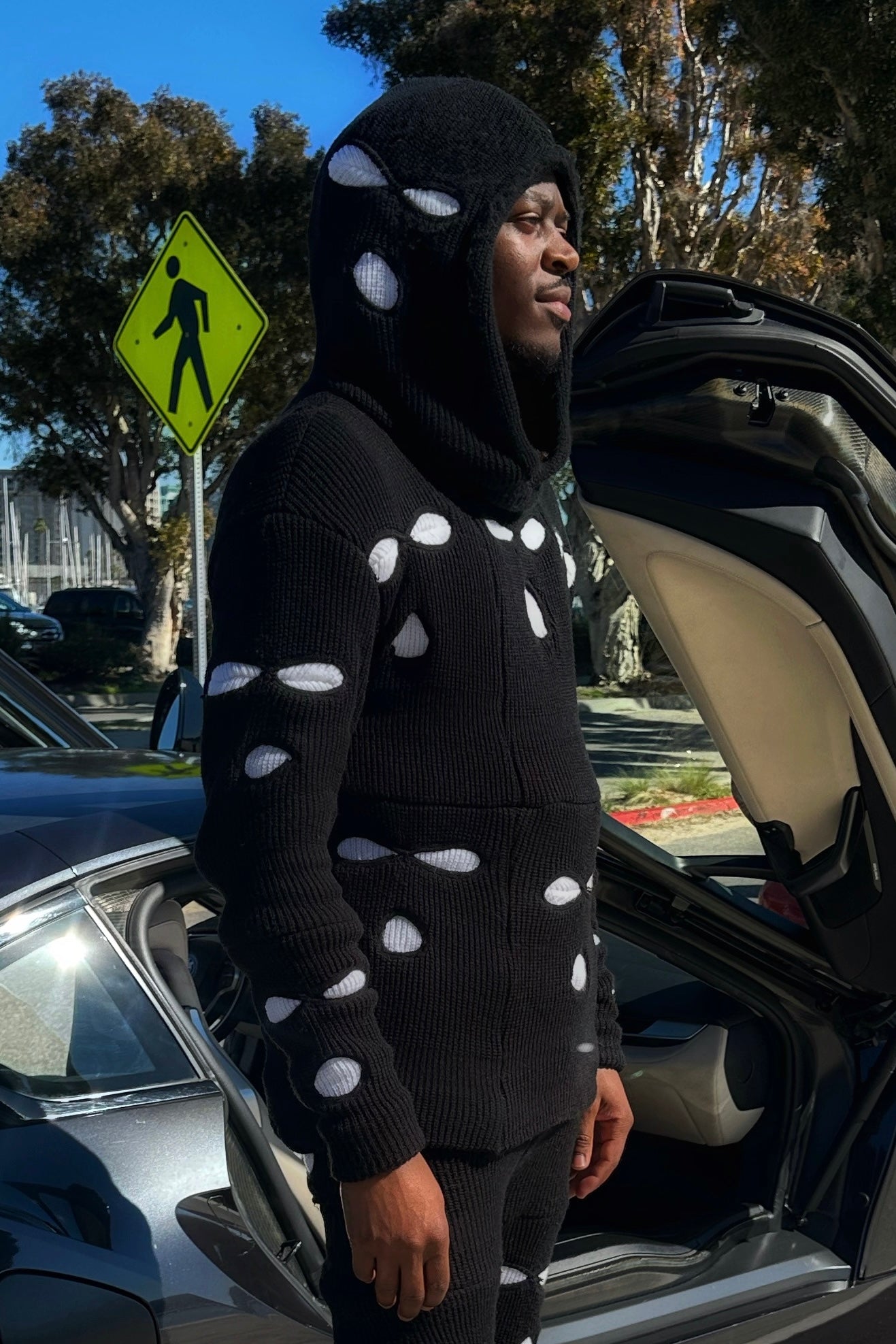 Black & White Ski Mask Hoodie image 1