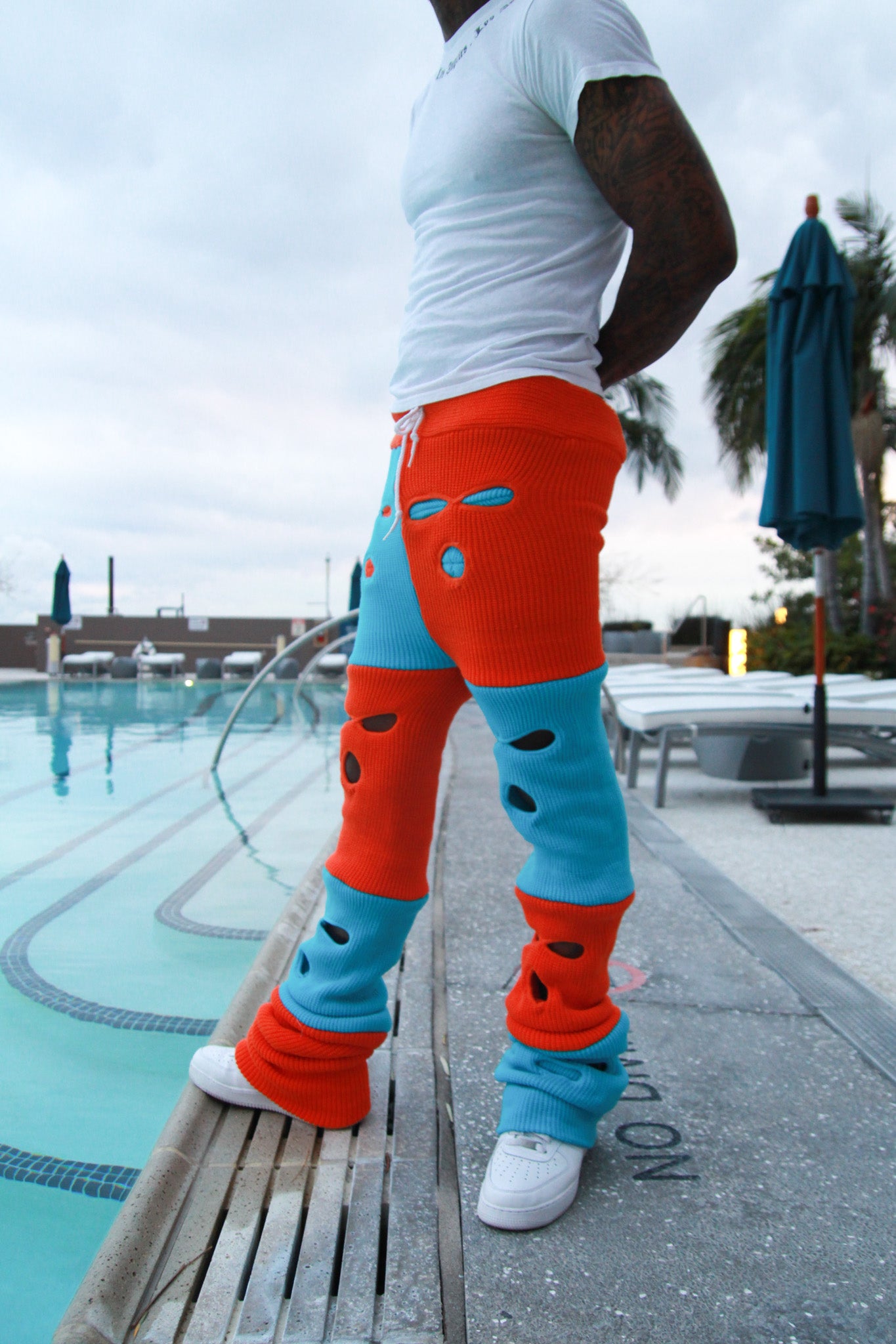 Orange & Sky Blue Ski Mask Pants image 2