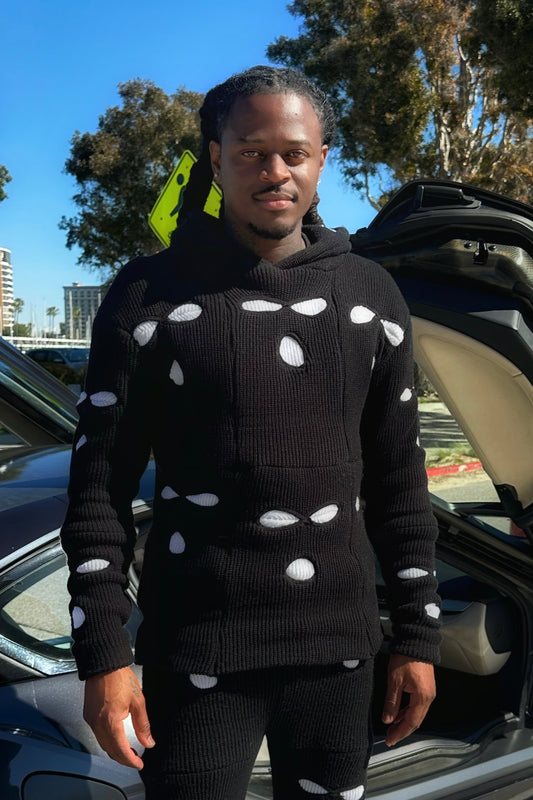 Black & White Ski Mask Hoodie image 0