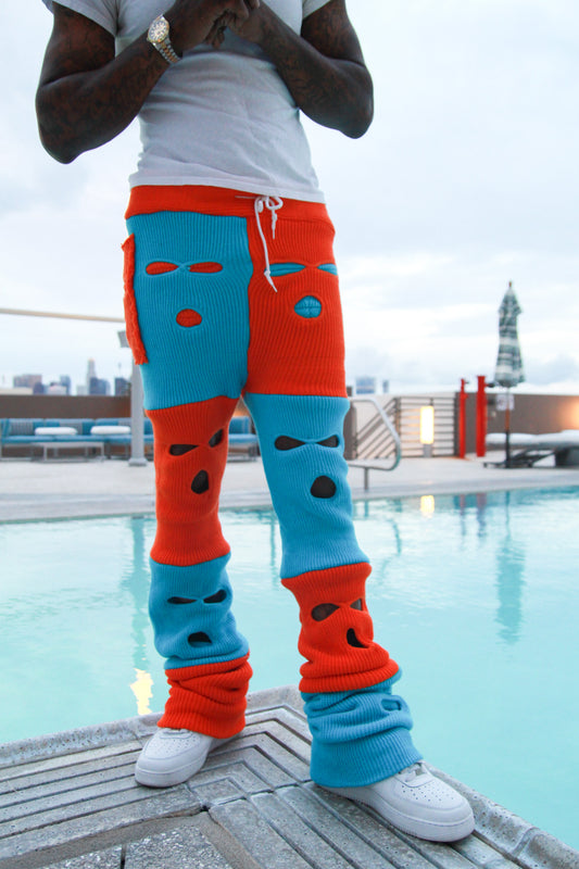 Orange & Sky Blue Ski Mask Pants image 0
