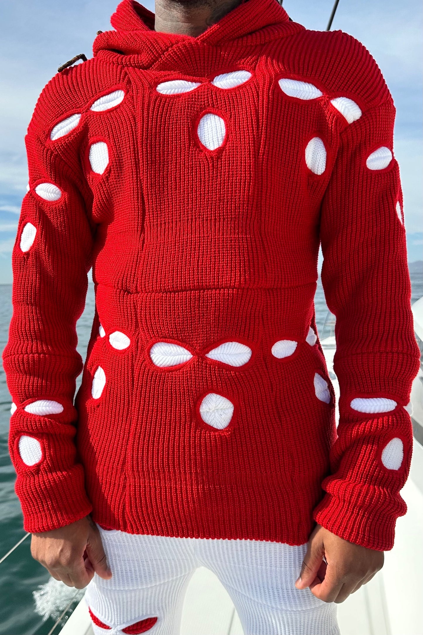 Red & White Ski Mask Hoodie image 0