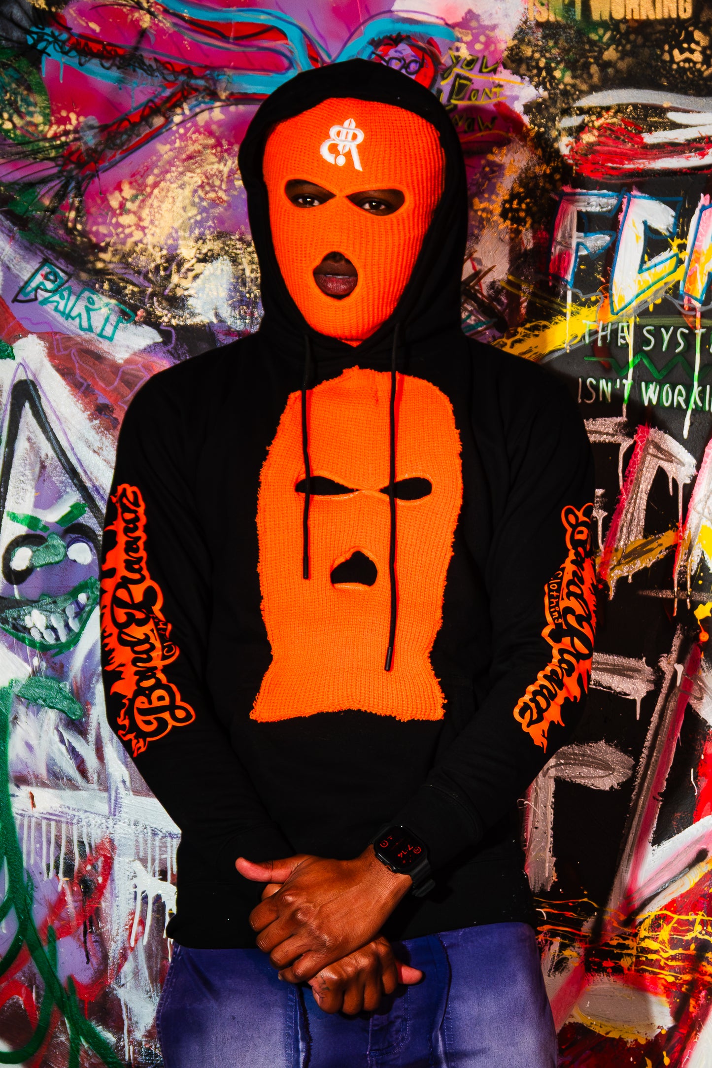 1of1 Forever Orange Ski Mask Hoodie