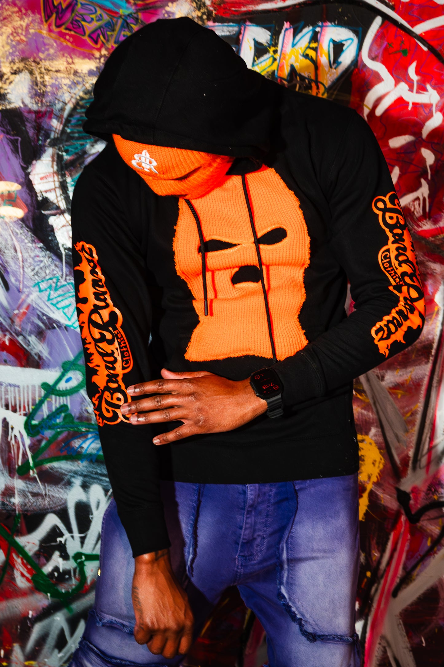 1of1 Forever Orange Ski Mask Hoodie