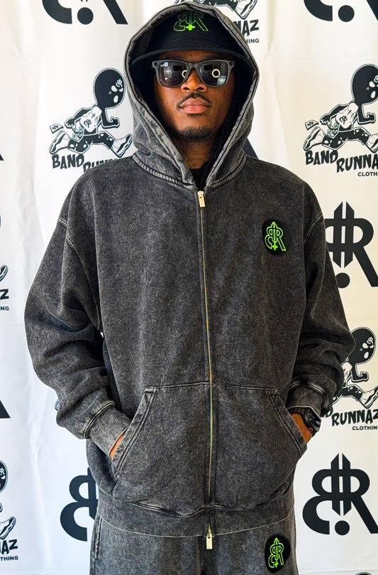 HIGH FASHION Marble Double Zip Hoodie