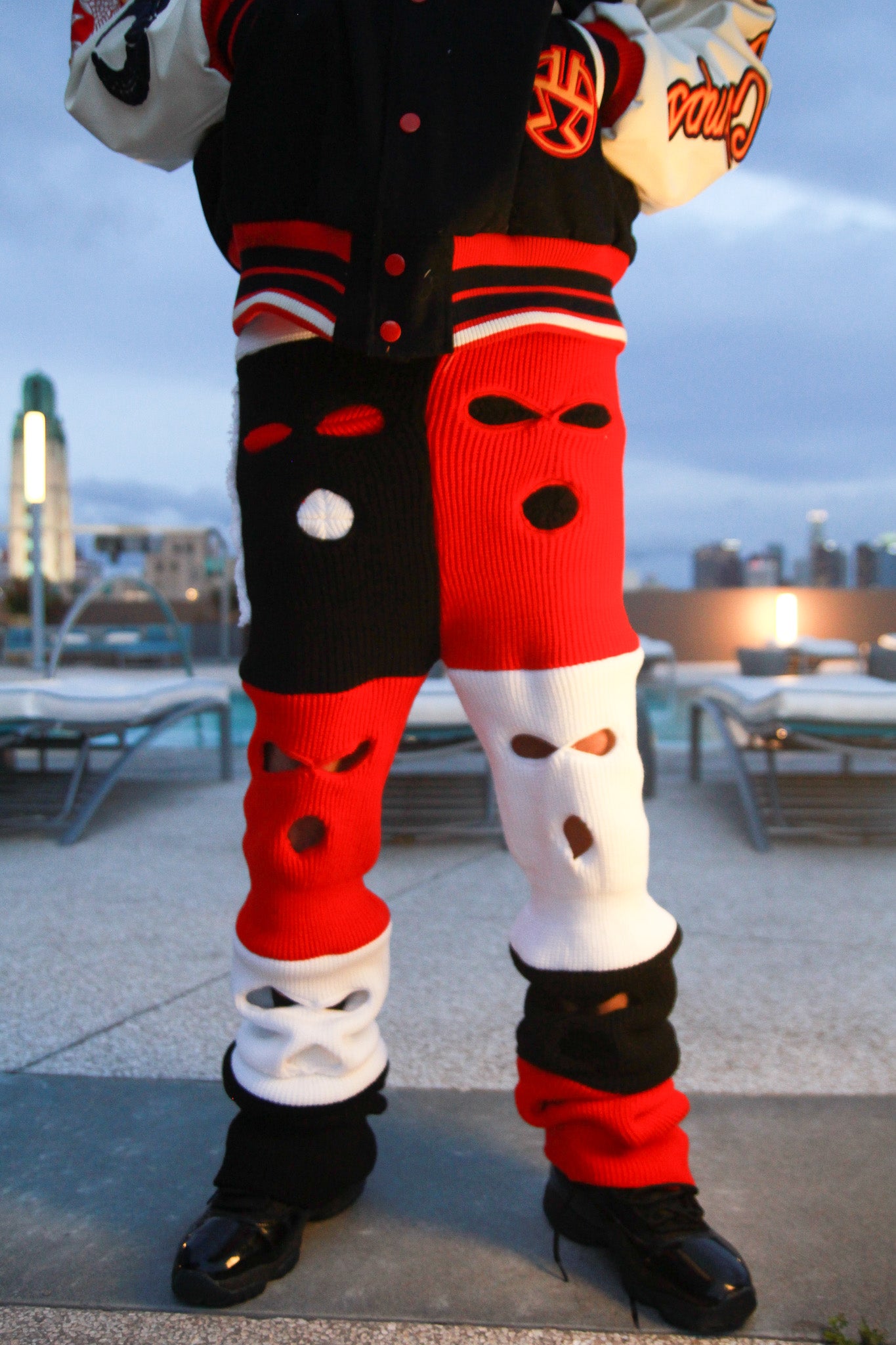 Red, Black, & White Ski Mask Pants image 0